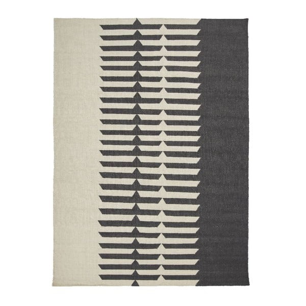 Vlněný koberec Tottori Black, 70x180 cm
