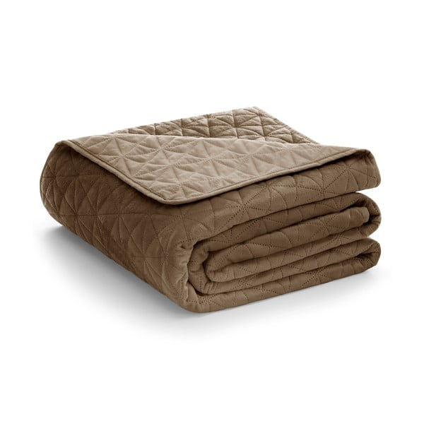 Světle hnědý sametový prošívaný přehoz 170x210 cm Laila – AmeliaHome
