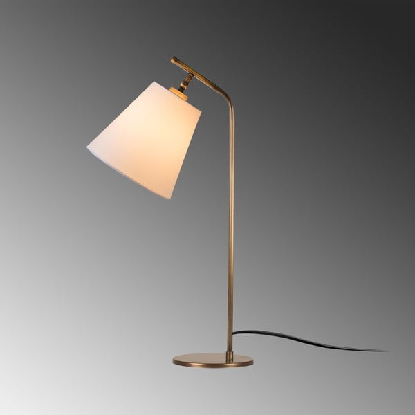 Bílá/v bronzové barvě stolní lampa s textilním stínidlem (výška 67 cm) Salihini – Opviq lights-image-4