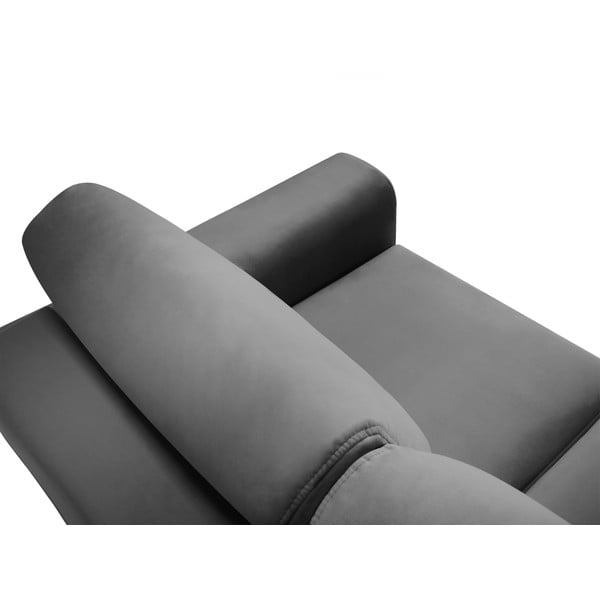 Světle šedá sametová rozkládací/s úložným prostorem pohovka 235 cm Kyoto – Cosmopolitan Design-image-4