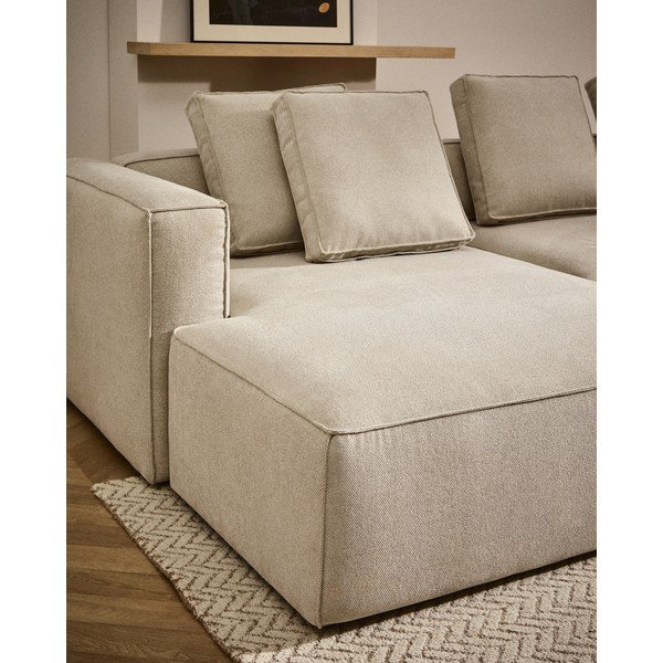 Béžová žinylková rozkládací rohová pohovka (levý roh/s lenoškou) Marela – Kave Home-image-1