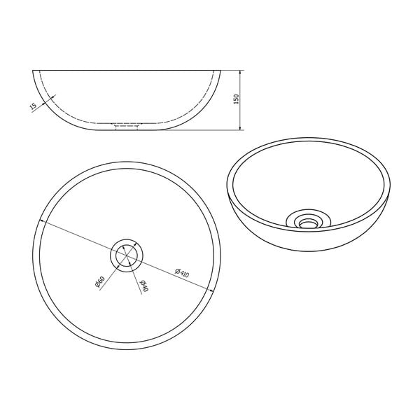 Tmavě modré keramické kulaté umyvadlo ø 41 cm Priori – Sapho-image-3