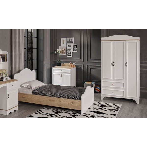 Jednolůžková postel v bílo-přírodní barvě 90x190 cm Alessa – Kalune Design-image-2