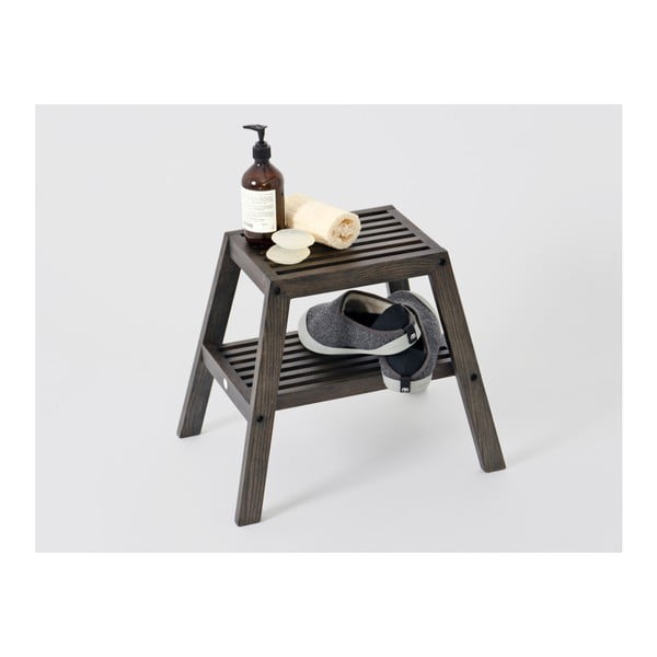 Černá stolička z dubového dřeva Wireworks Slatted Stool-image-4