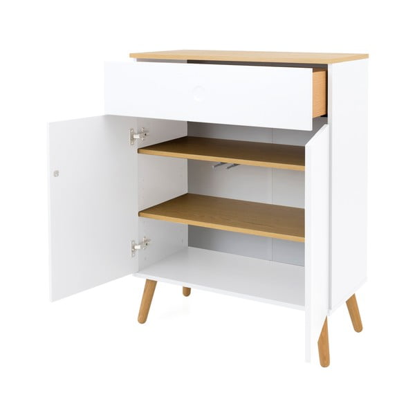 Bílá komoda s nohami z dubového dřeva Tenzo Dot, šířka 79 cm-image-4