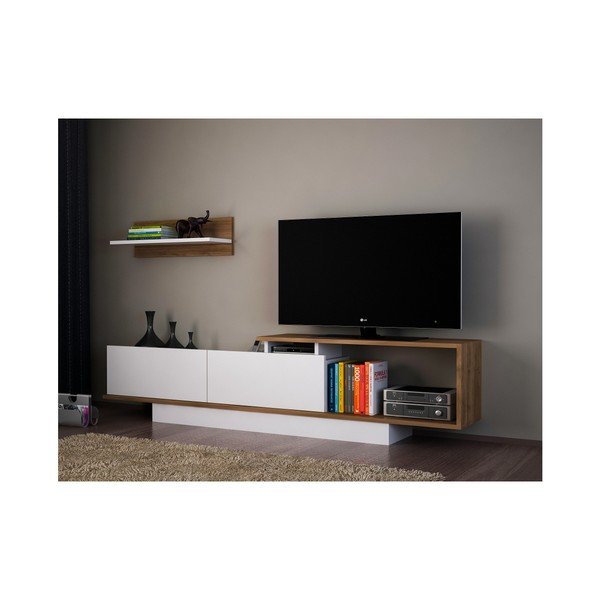 Bílá/přírodní TV sestava 180x55 cm Asos – Woody Fashion-image-3