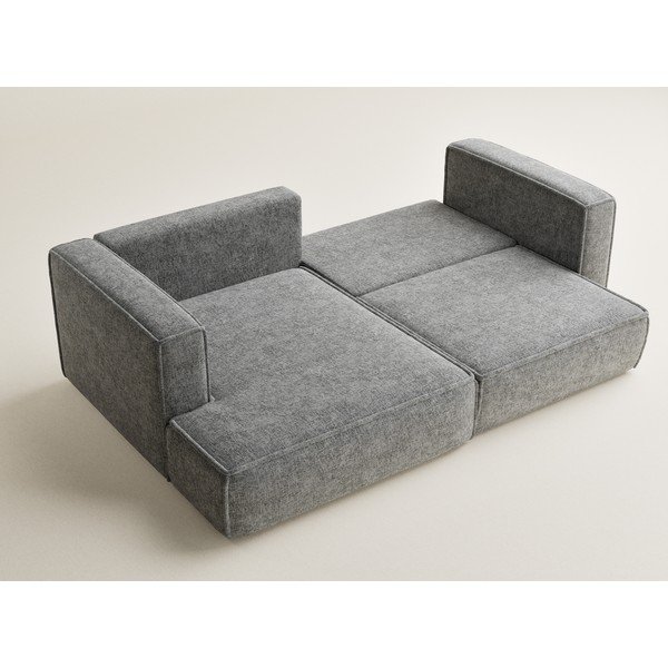 Šedá žinylková rozkládací/s úložným prostorem rohová pohovka (levý roh/s lenoškou) Velto – Maison de Rêve-image-3