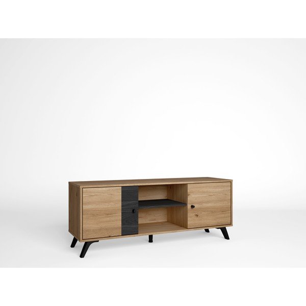 Černý TV stolek v dekoru dubu 136x53 cm Natura - Marckeric-image-2