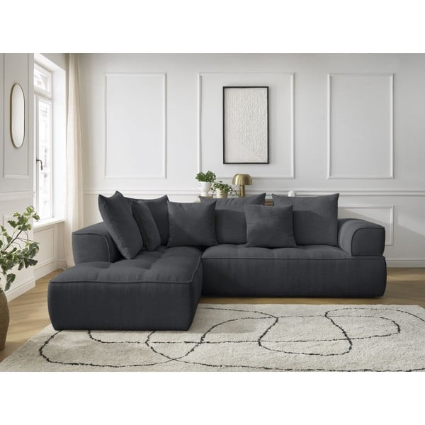 Tmavě šedá žinylková rohová pohovka (levý roh/do L) Whesley – Bobochic Paris-image-1