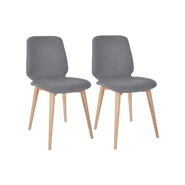 Sada 2 světle šedých jídelních židlí s nohami z masivního dubového dřeva WOOD AND VISION Classic