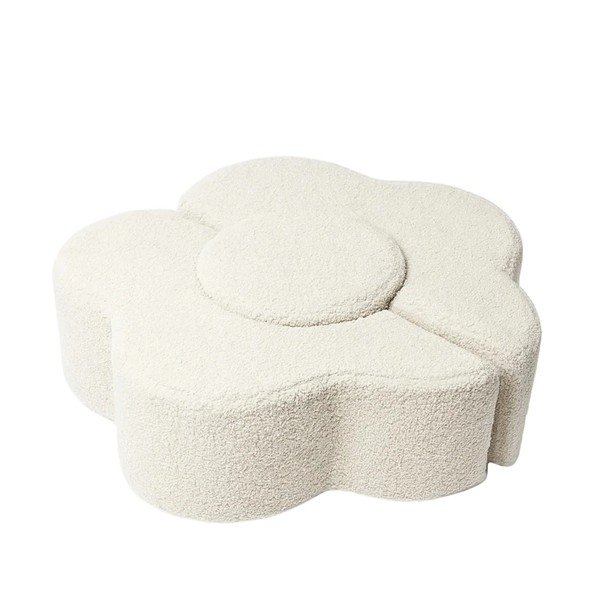Krémové pěnové hřiště 3 ks z materiálu bouclé výška 27 cm 88x90 cm – Meowbaby-image-2