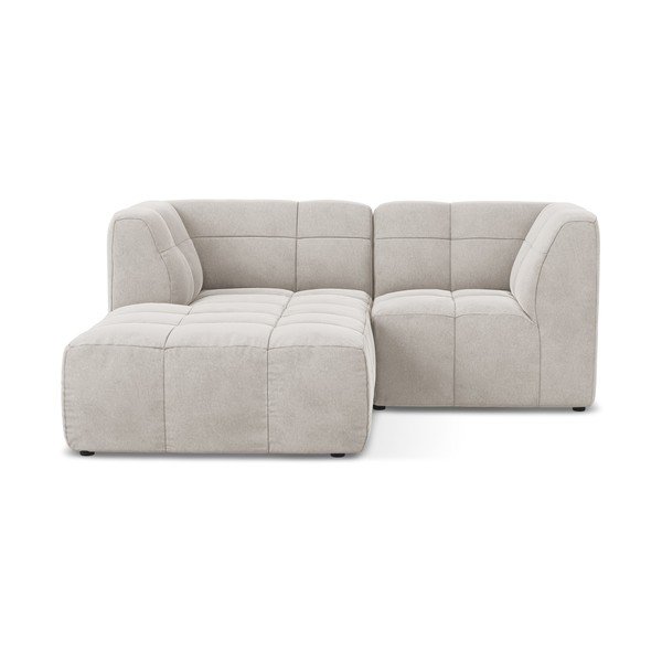 Béžová sametová rohová pohovka (levý roh/s lenoškou) Aloha – Makamii