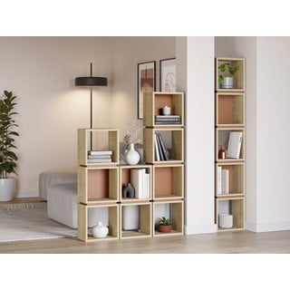 Knihovna v dekoru dubu v cihlovo-přírodní barvě 32x133 cm Lofty – Marckeric