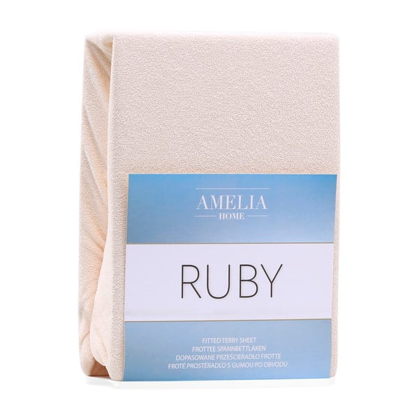 Béžové napínací froté prostěradlo 140x200 cm Ruby – Restilo-image-2