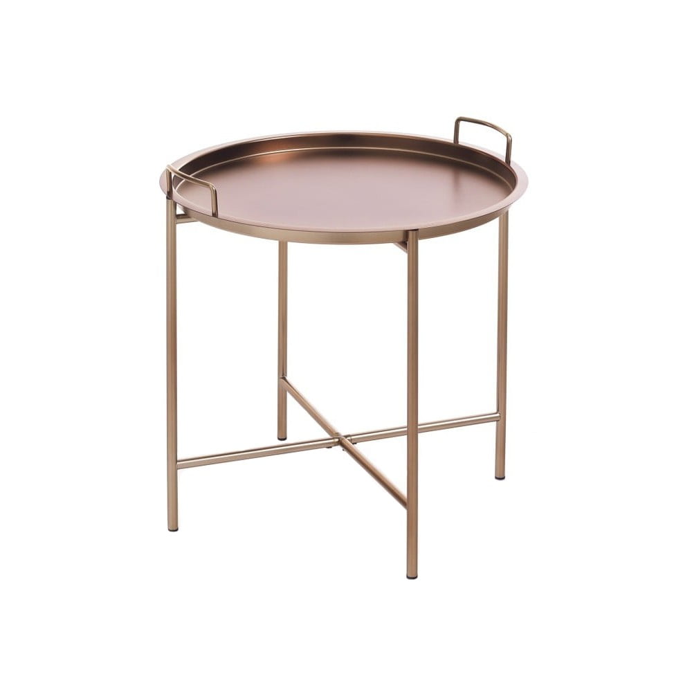 Odkládací stolek v měděné barvě s odnímatelným podnosem Tomasucci Vagna, ⌀ 45 cm