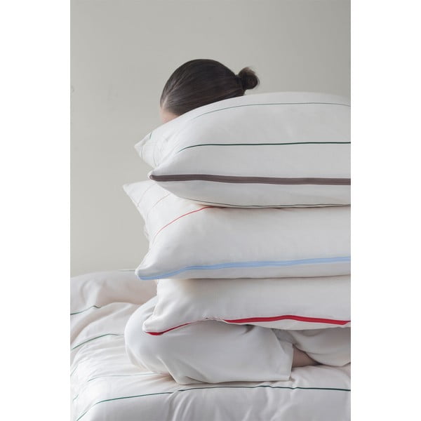 Červeno-béžové povlečení na jednolůžko z bavlněného saténu 140x200 cm Align – Mette Ditmer Denmark-image-4