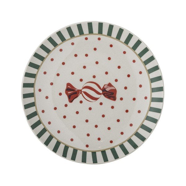 Bílý dezertní  talíř s vánočním motivem z kameniny ø 16 cm Yule – Bloomingville