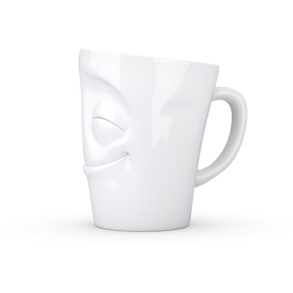 Bílý spokojený porcelánový hrnek s ouškem 58products, objem 350 ml-image-1