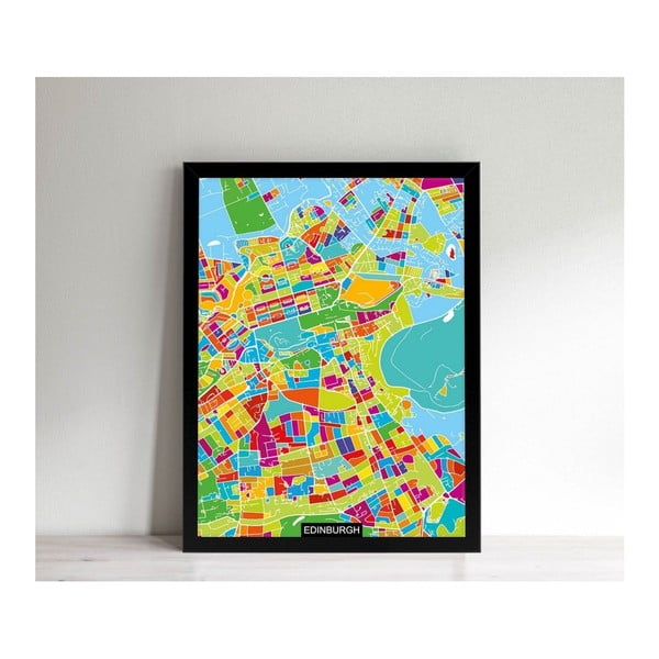 Obraz v černém rámu Homemania Maps Edinburgh, 32 x 42 cm