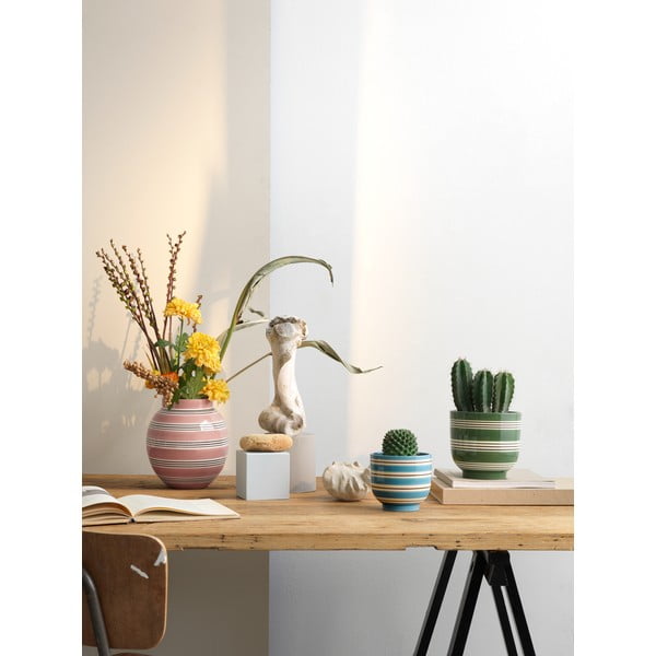 Tmavě zeleno-bílý keramický květináč Kähler Design Nuovo, ø 15 cm-image-3