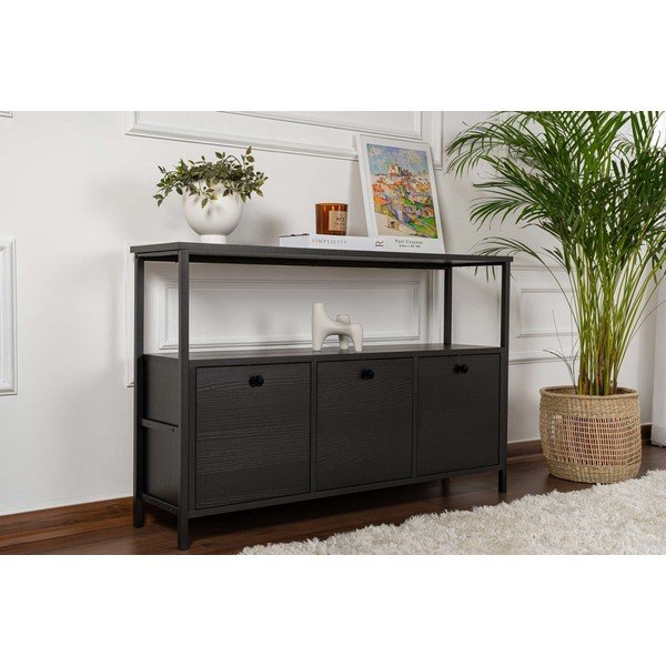 Černý matný konzolový stolek 29,5x120 cm Solace – Kalune Design-image-1