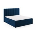 Tmavě modrá boxspring postel s úložným prostorem 180x200 cm Gina – Milo Casa
