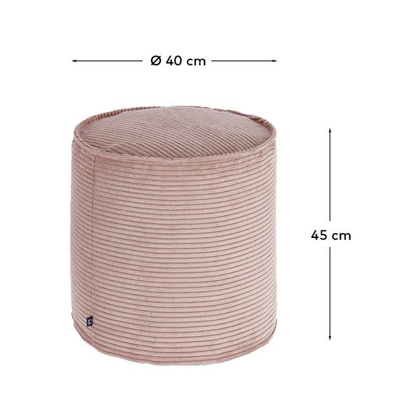 Růžový manšestrový taburet Wilma – Kave Home-image-3