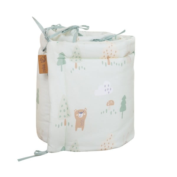 Světle zelený bavlněný mantinel do postýlky 170 cm Woodland Buddies – Roba-image-2