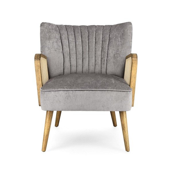 Šedé sametové křeslo Virna – Bizzotto-image-2