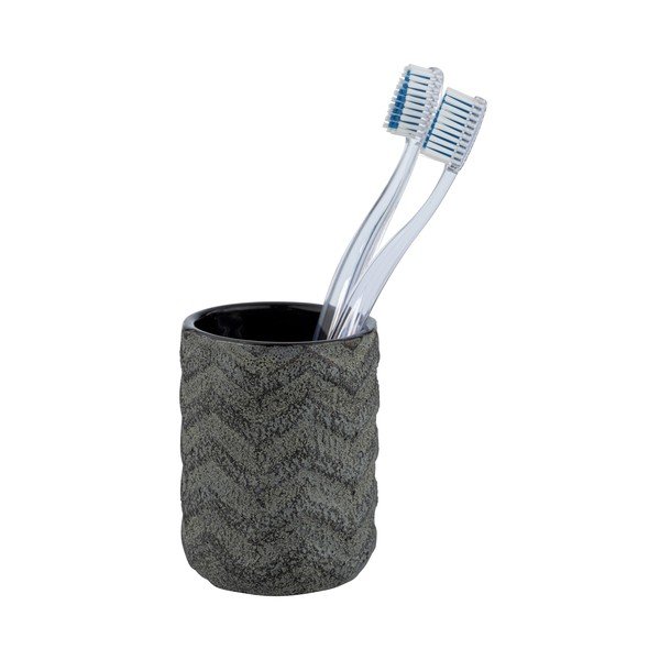 Tmavě šedý ručně malovaný kelímek na kartáčky Wenko Mantua-image-2