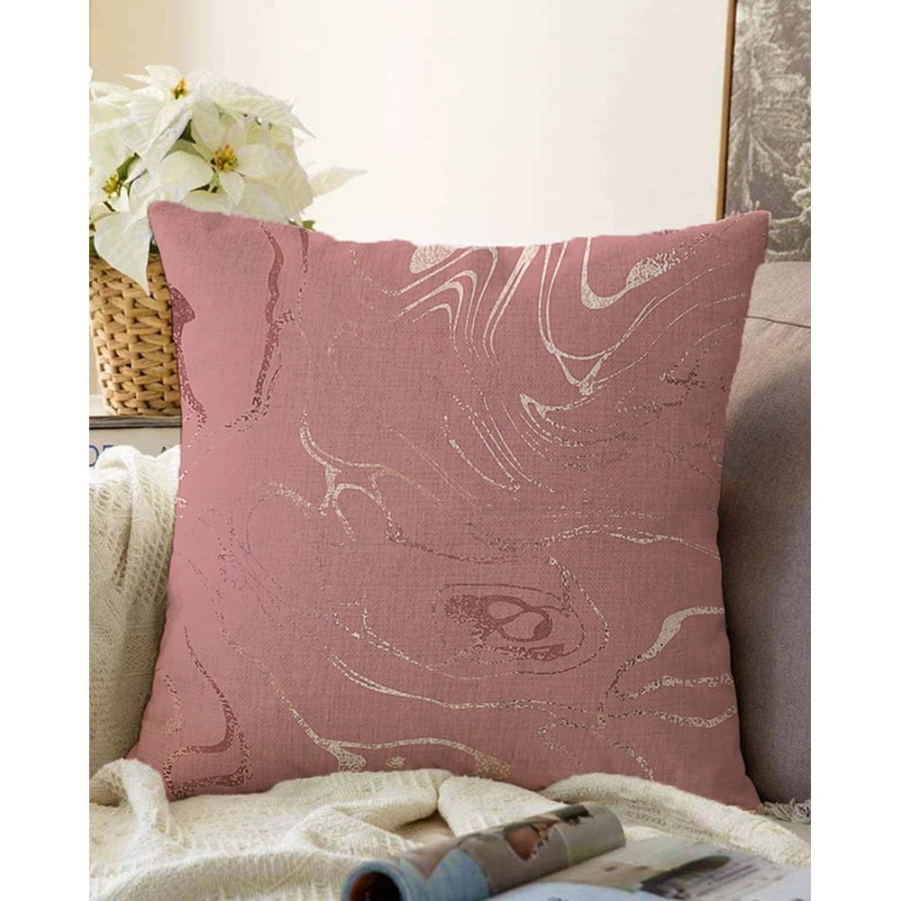 Tmavě růžový povlak na polštář s příměsí bavlny Minimalist Cushion Covers Waves, 55 x 55 cm
