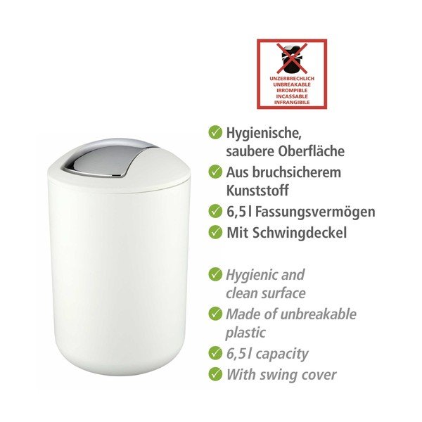 Bílý plastový odpadkový koš 6,5 l Brasil – Wenko-image-3