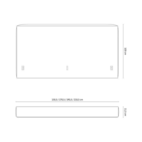 Světle šedé čalouněné čelo postele 209x100 cm Olivia – Micadoni -image-4