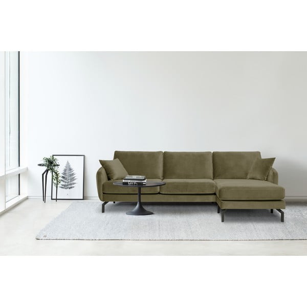 Zelená sametová rohová pohovka (pravý roh) Magic - Scandic-image-1