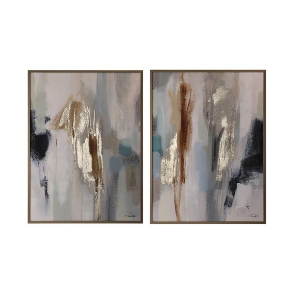 Tištěné/s ručně malovanými prvky obrazy v sadě 2 ks s rámem/na plátně 60x80 cm Gallery – Bizzotto