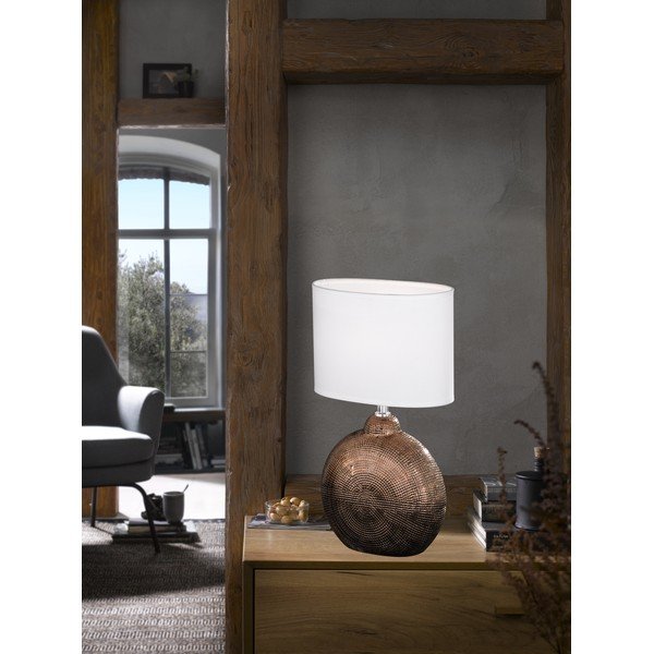 Bílo-hnědá stolní lampa Fischer & Honsel Foro, výška 36 cm-image-3
