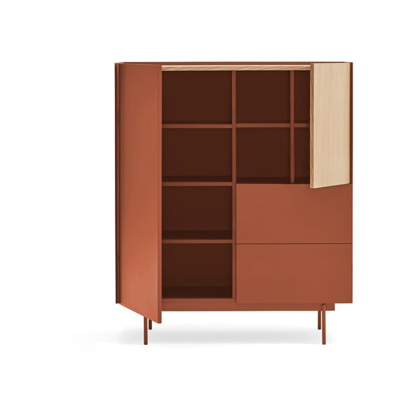 Vysoká komoda v dekoru dubu v cihlovo-přírodní barvě 100x120 cm Otto – Teulat-image-4