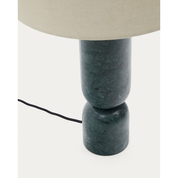 Tmavě zelená/béžová mramorová stolní lampa s textilním stínidlem (výška 57 cm) Vex – Kave Home-image-3