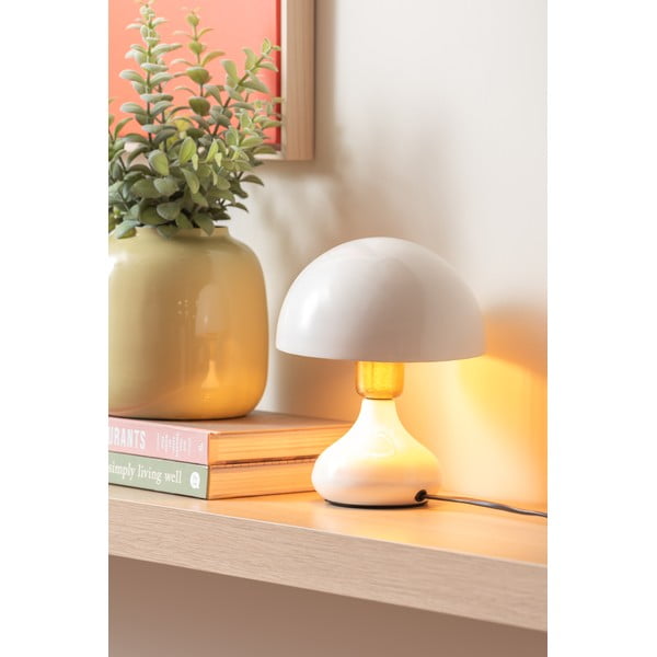 Bílá stolní lampa s kovovým stínidlem (výška 23 cm) Binc – Leitmotiv-image-1