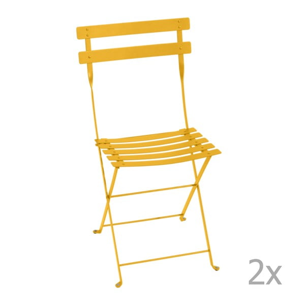Sada 2 žlutých skládacích zahradních židlí Fermob Bistro