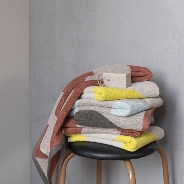 Žlutý froté ručník z bio bavlny 50x90 cm Diagonal – Mette Ditmer Denmark-image-3