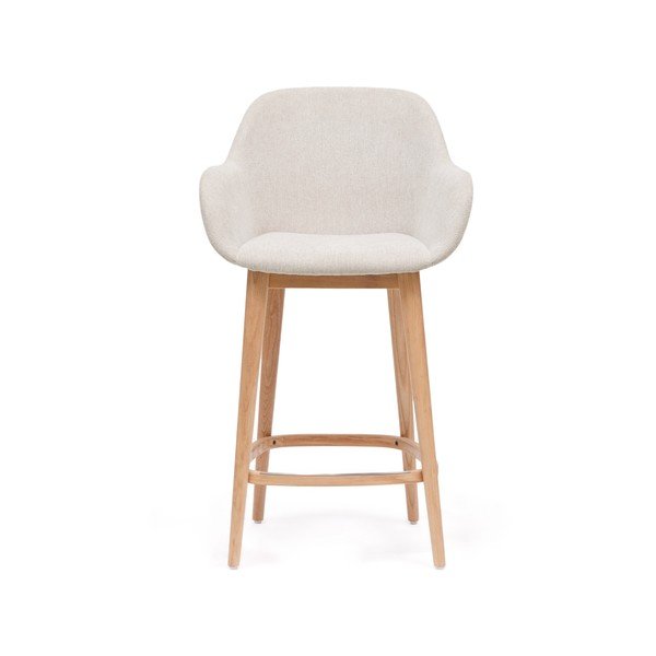 Béžová čalouněná barová židle s područkami (výška sedáku 66 cm) Konna – Kave Home-image-2