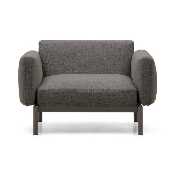 Šedé polstrované zahradní křeslo Sorells – Kave Home-image-2