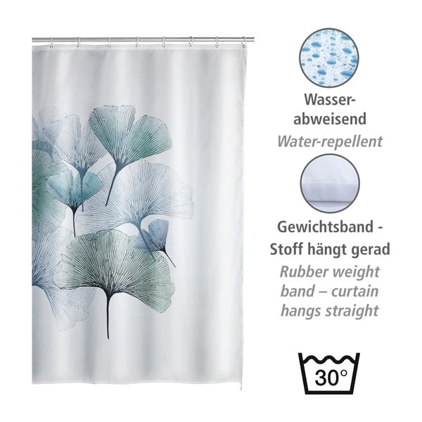 Pratelný sprchový závěs Wenko Ginkgo, 180 x 200 cm-image-1