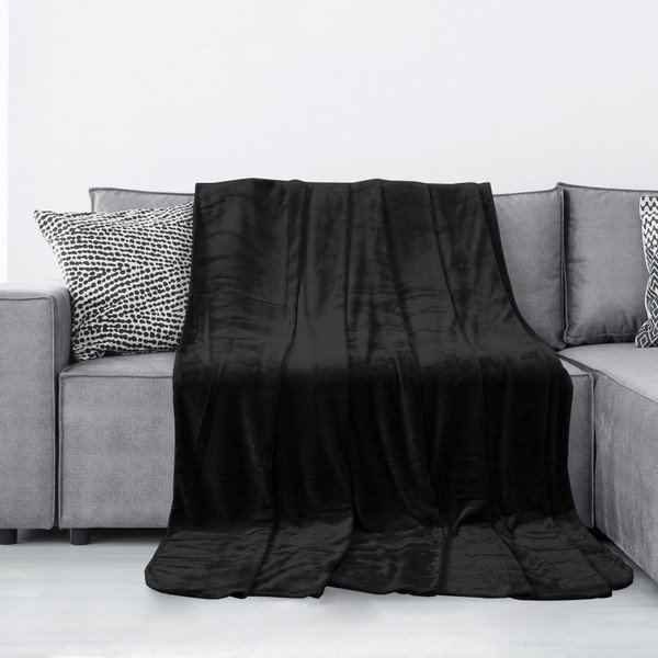 Černá deka z mikrovlákna AmeliaHome Tyler, 150 x 200 cm-image-1