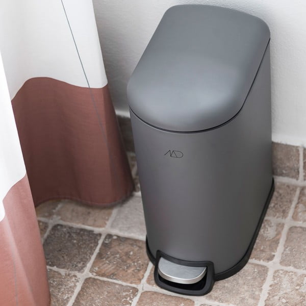 Tmavě šedý pedálový kovový odpadkový koš 10 l Walther – Mette Ditmer Denmark-image-2