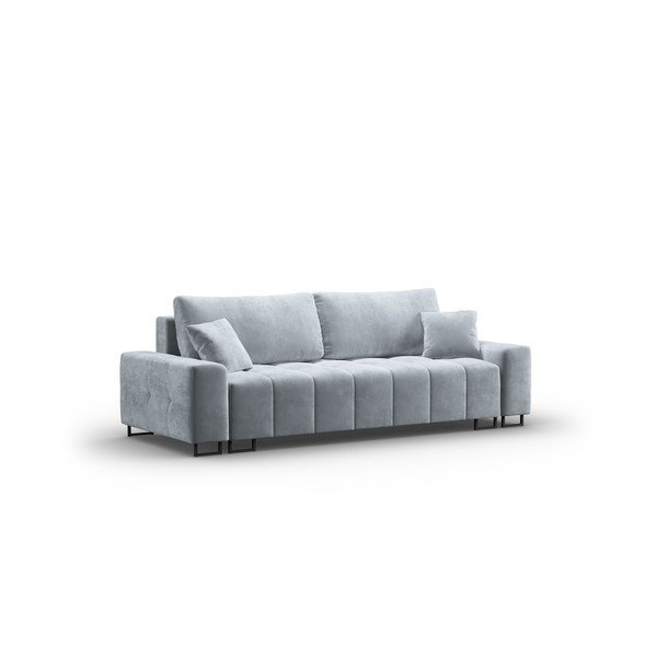 Světle modrá sametová rozkládací pohovka s úložným prostorem  250 cm Wicklow – Cosmopolitan Design-image-2