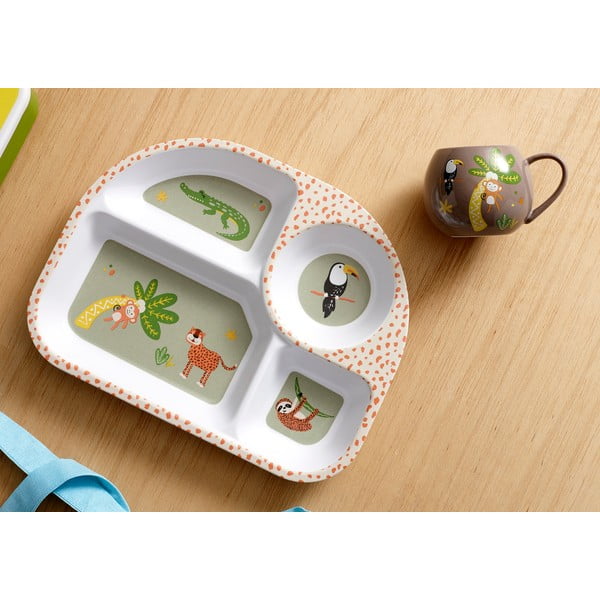 Bílý dětský talíř 27x21 cm Jungle - Ladelle-image-1