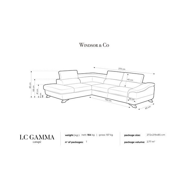 Šedá rozkládací pohovka s úložným prostorem Windsor & Co Sofas Gamma, levá strana-image-4