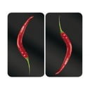 Sada 2 skleněných krytů na sporák Wenko Peperoni, 52 x 30 cm